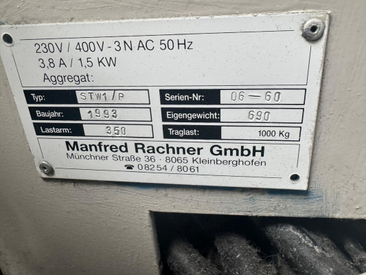 Rachner STW1/P pile turner 5808  Pile Turners 60-60